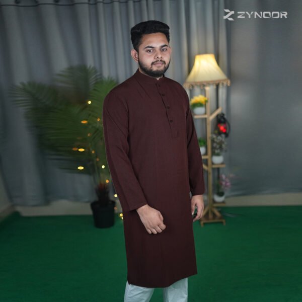 কফি কালার প্রিমিয়াম মাইক্রোস্টিজ সলিড পাঞ্জাবি