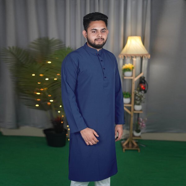 নেভি ব্লু কালার প্রিমিয়াম মাইক্রোস্টিজ সলিড পাঞ্জাবি