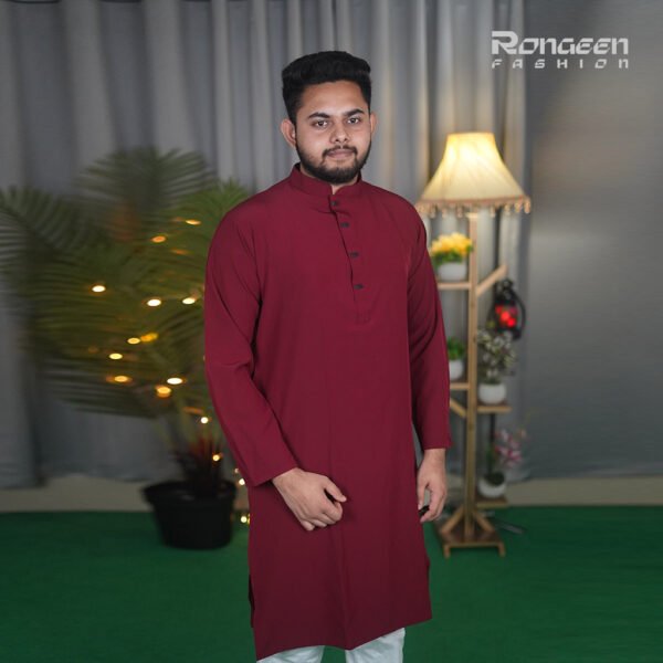 মেরুন কালার প্রিমিয়াম মাইক্রো স্টিচ সলিড পাঞ্জাবি