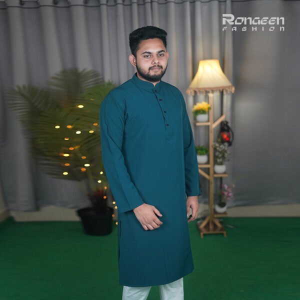 ডার্ক গ্রিন কালার প্রিমিয়াম মাইক্রোস্টিজ সলিড পাঞ্জাবি