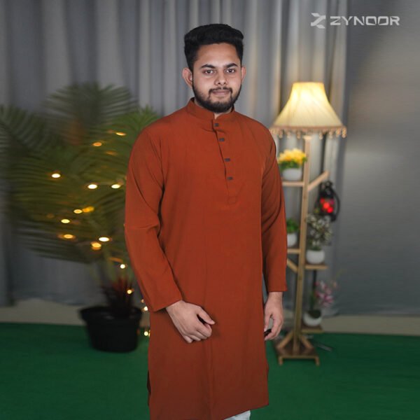 টাইগার অরেঞ্জ প্রিমিয়াম মাইক্রোস্টিজ সলিড পাঞ্জাবি